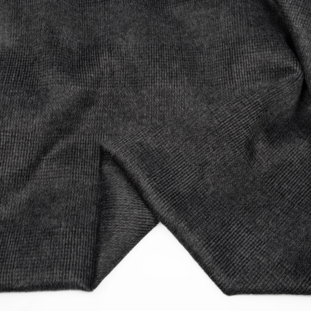 Poly Wool Double Faced Coating - Heather Charcoal/Black