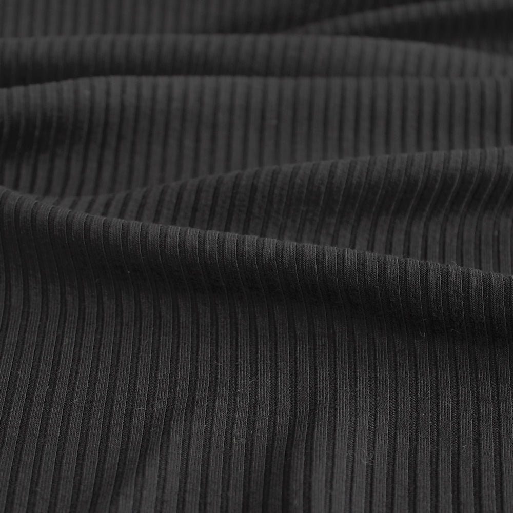 Medium Weight Bamboo Rib Knit - Black | Blackbird Fabrics