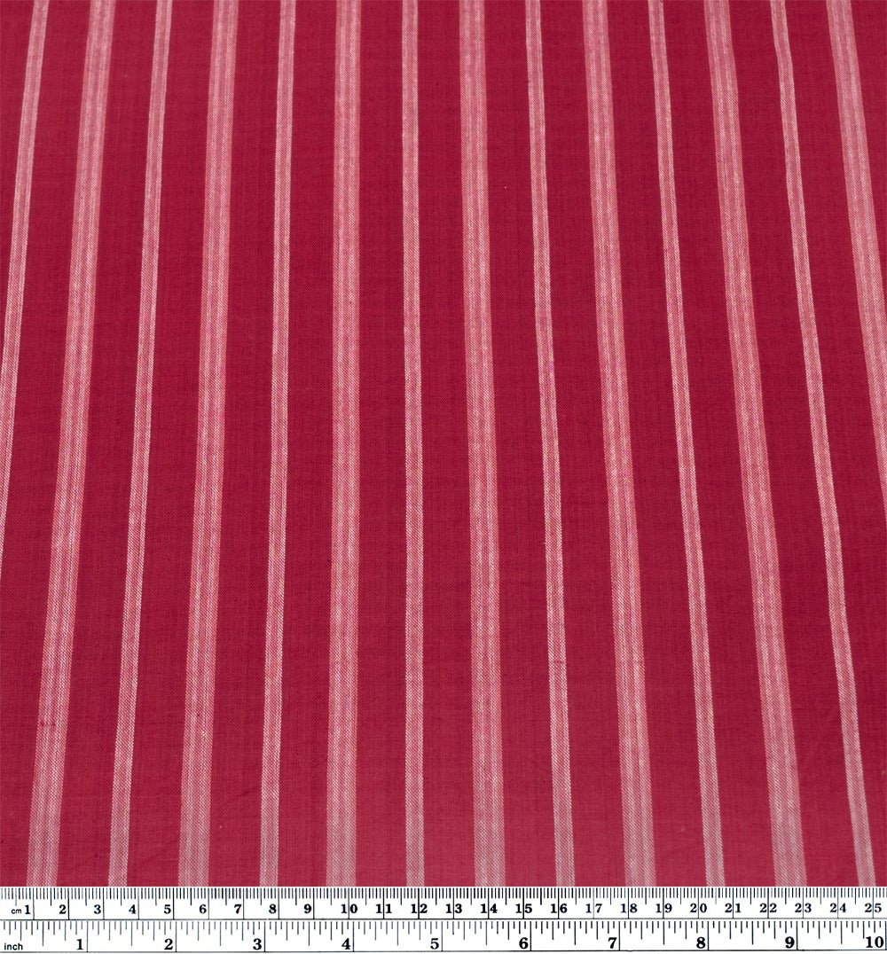 Awning Stripe Handwoven Cotton - Raspberry/White | Blackbird Fabrics