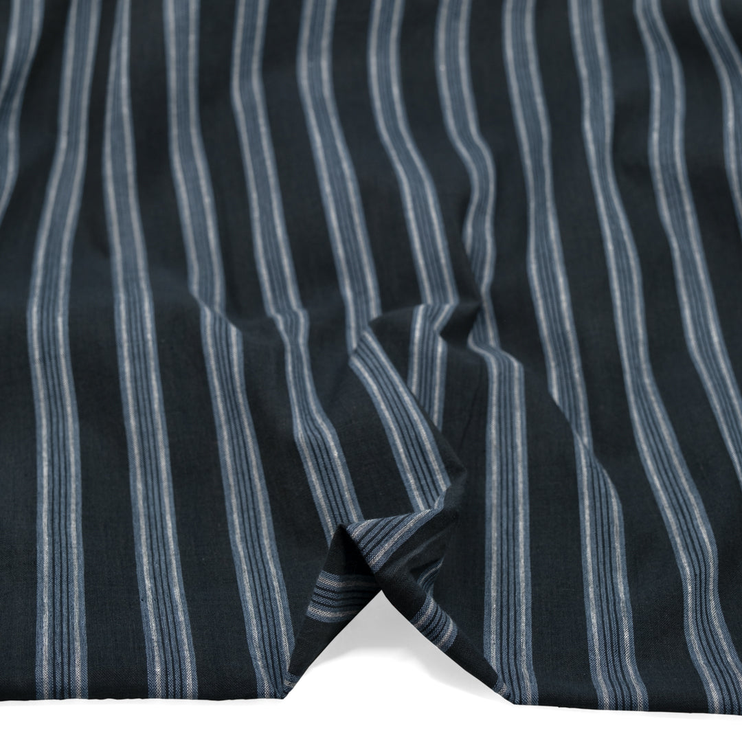 Awning Stripe Handwoven Cotton - Twilight/Bluestone/White | Blackbird Fabrics