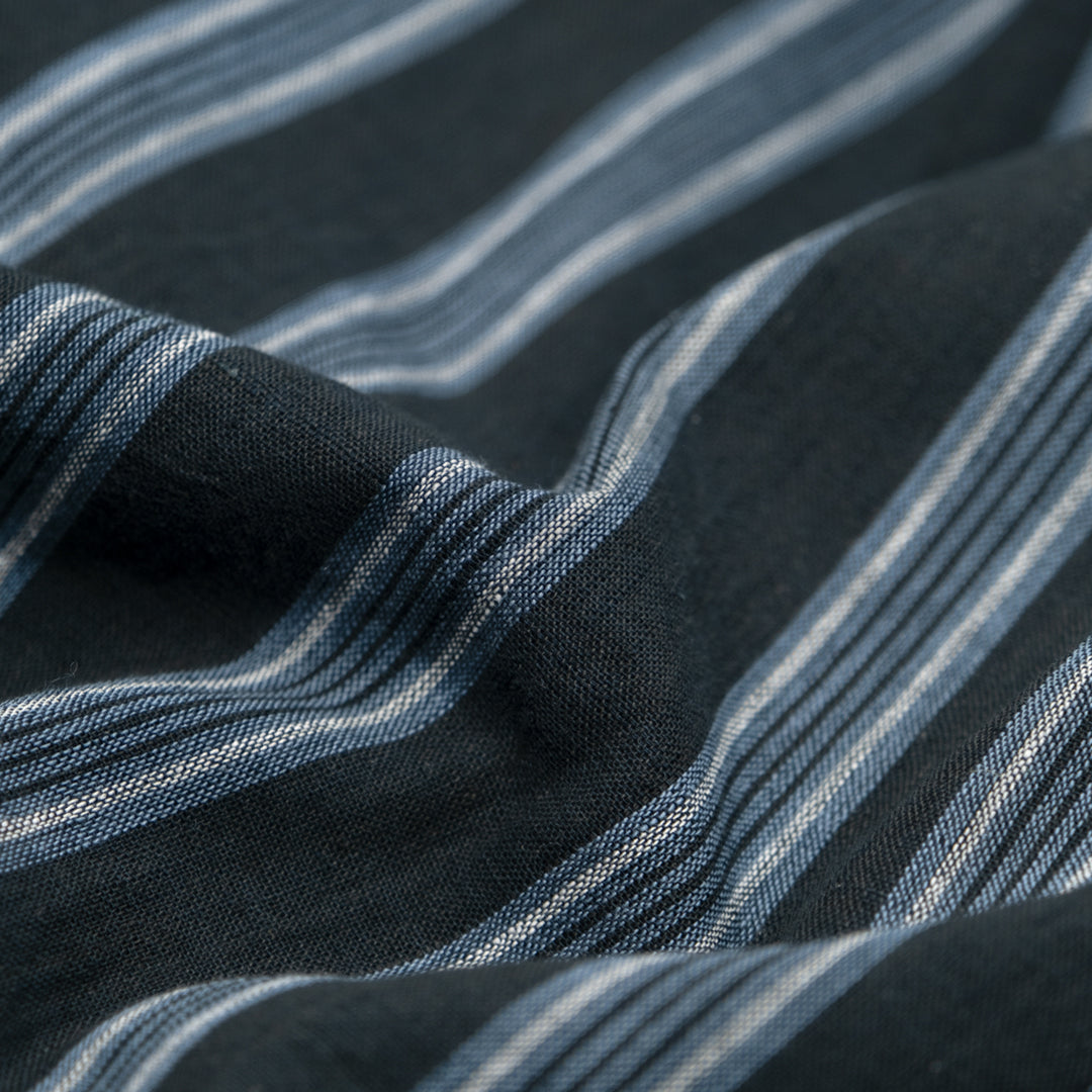 Awning Stripe Handwoven Cotton - Twilight/Bluestone/White | Blackbird Fabrics