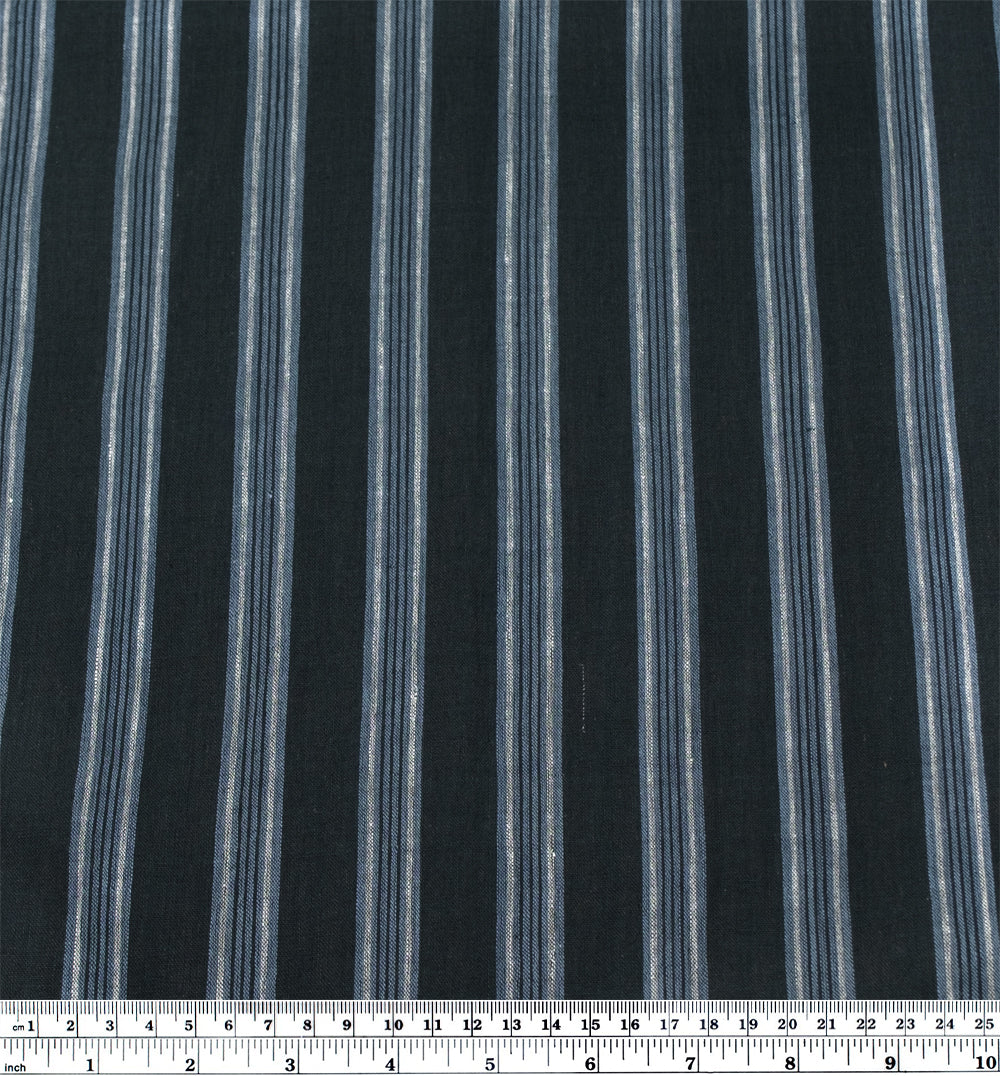 Awning Stripe Handwoven Cotton - Twilight/Bluestone/White | Blackbird Fabrics