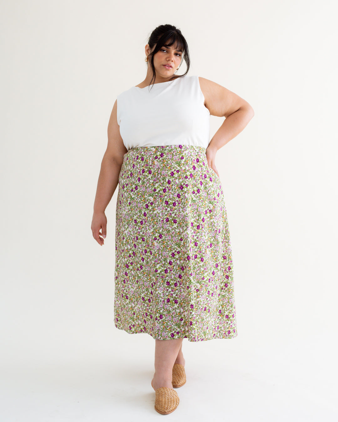 Perfect Posy Printed Viscose Challis - Nutshell