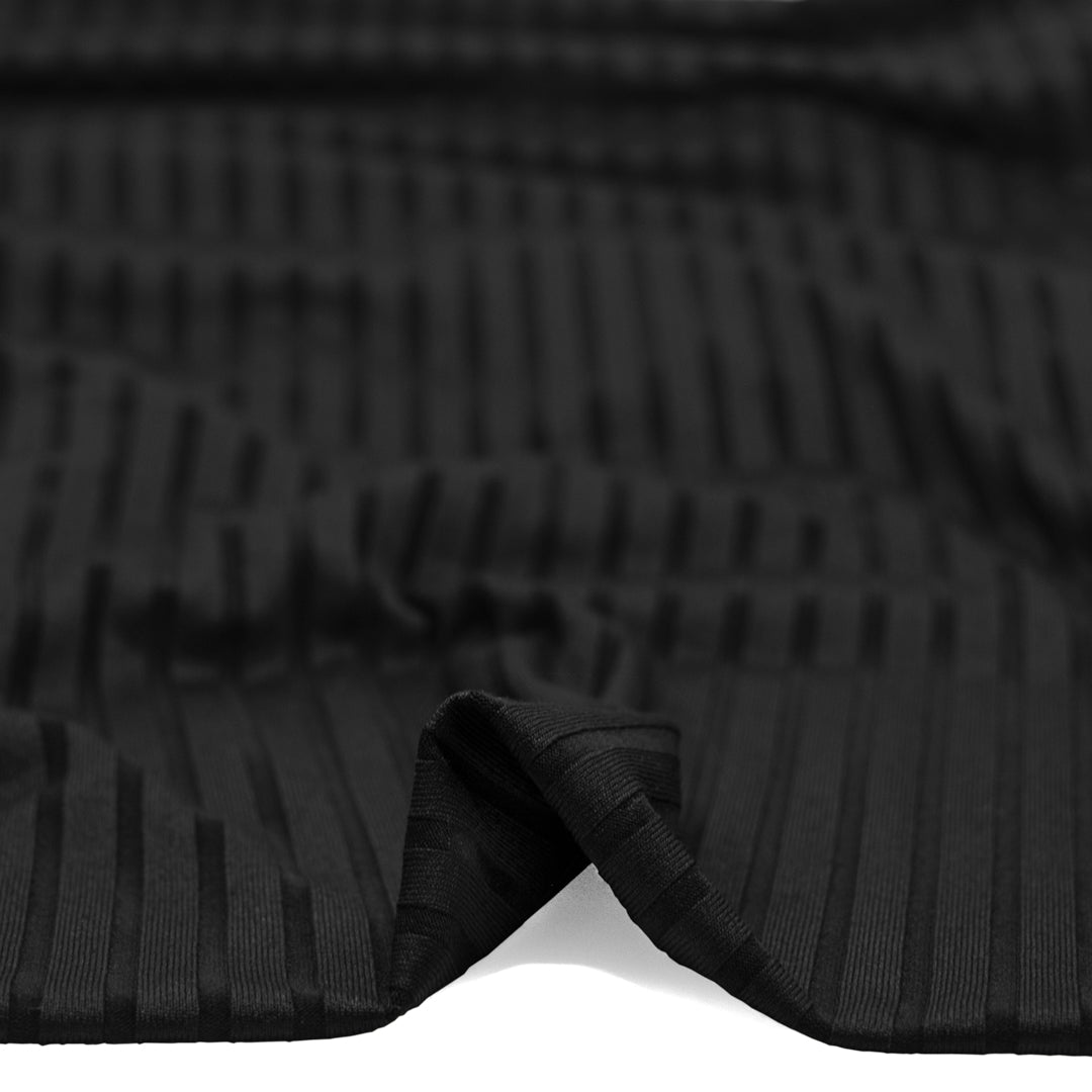 Chunky Rib Knit - Black | Blackbird Fabrics