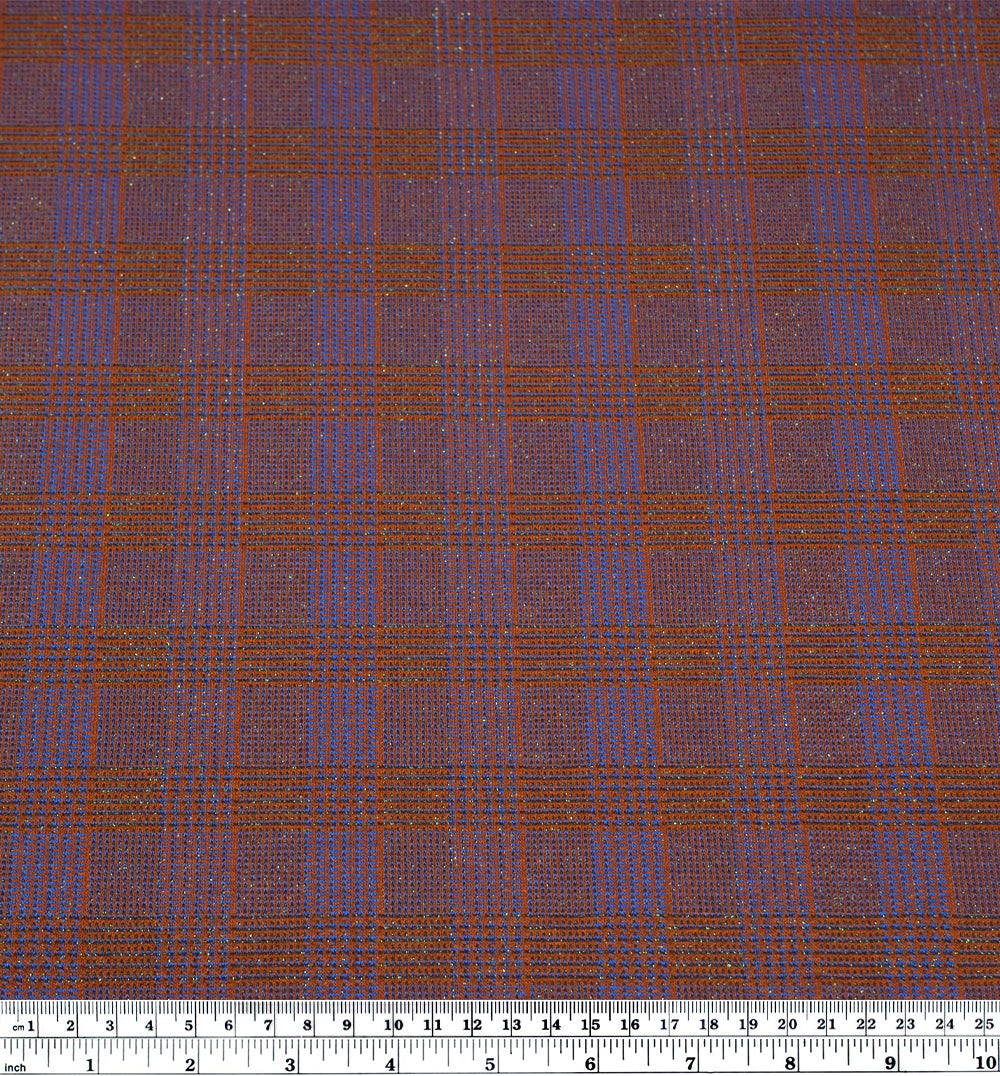 Deadstock Enchanted Plaid Double Knit - Rust/Azure | Blackbird Fabrics