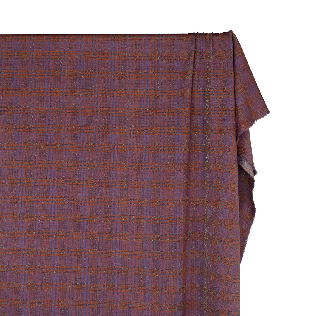 Deadstock Enchanted Plaid Double Knit - Rust/Azure | Blackbird Fabrics