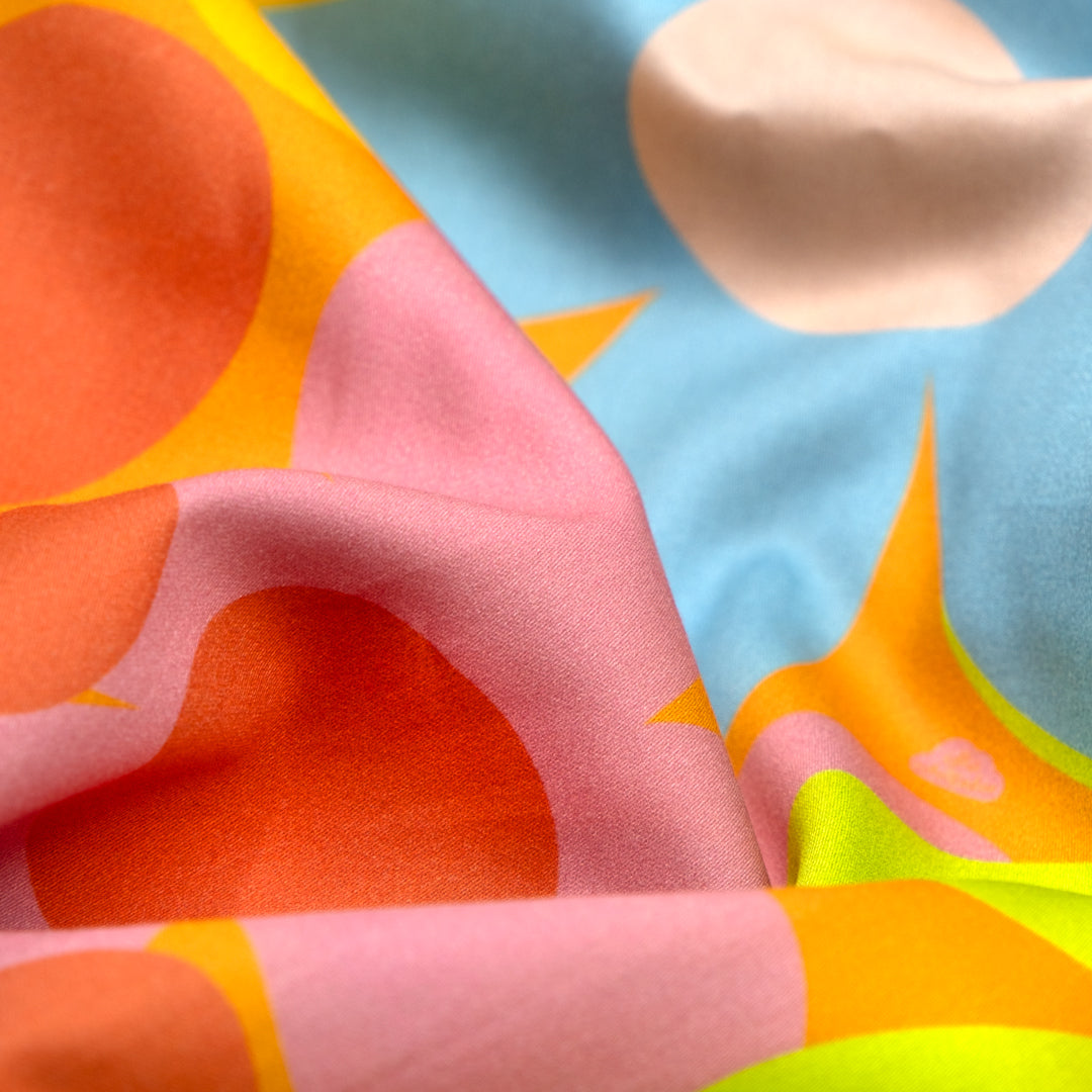 Ellie Whittaker - Betty Organic Cotton Sateen - Turmeric/Carnation/Limeade | Blackbird Fabrics