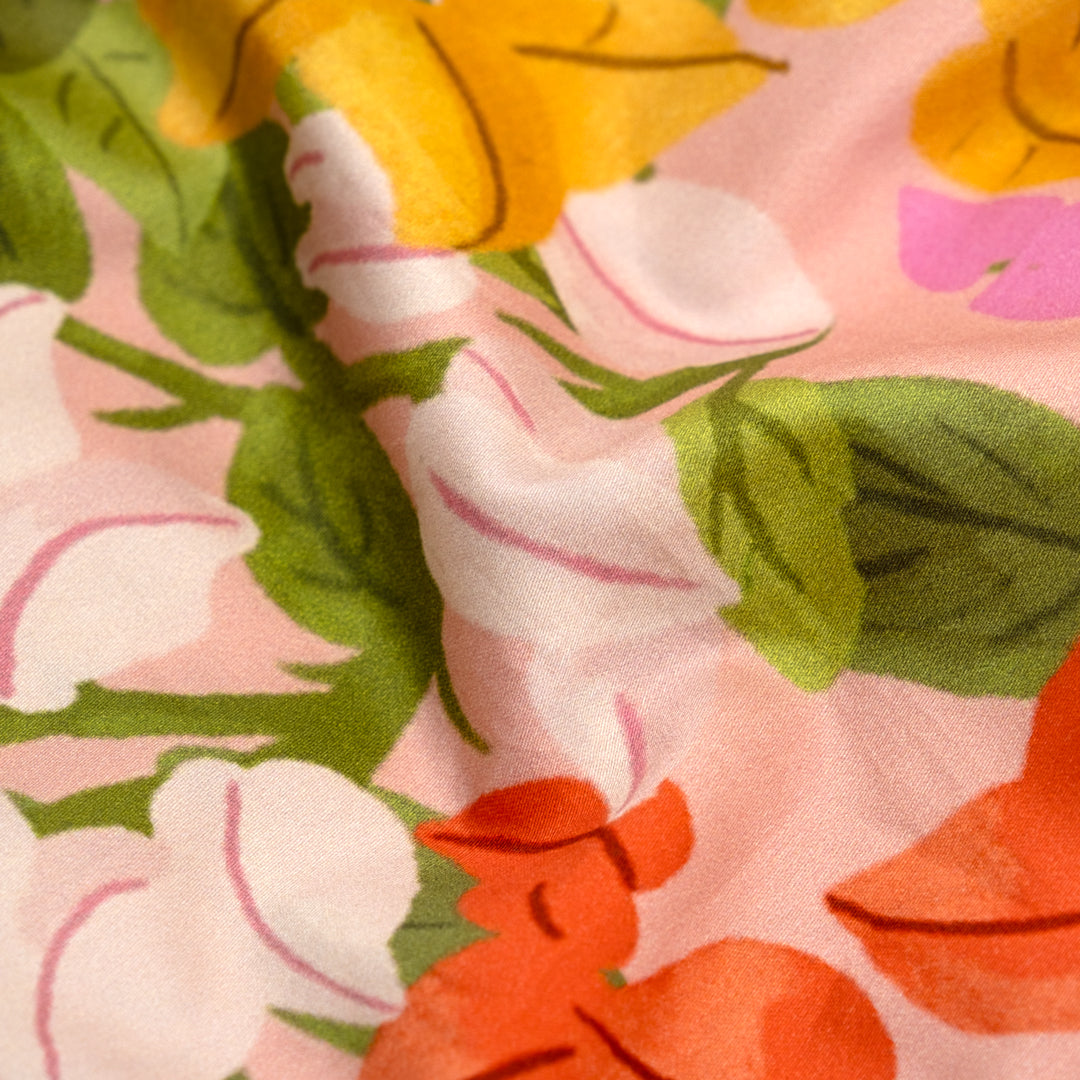 Ellie Whittaker - Beautiful Bougs Organic Cotton Sateen - Dusty Rose/Candy Pink/Persimmon | Blackbird Fabrics