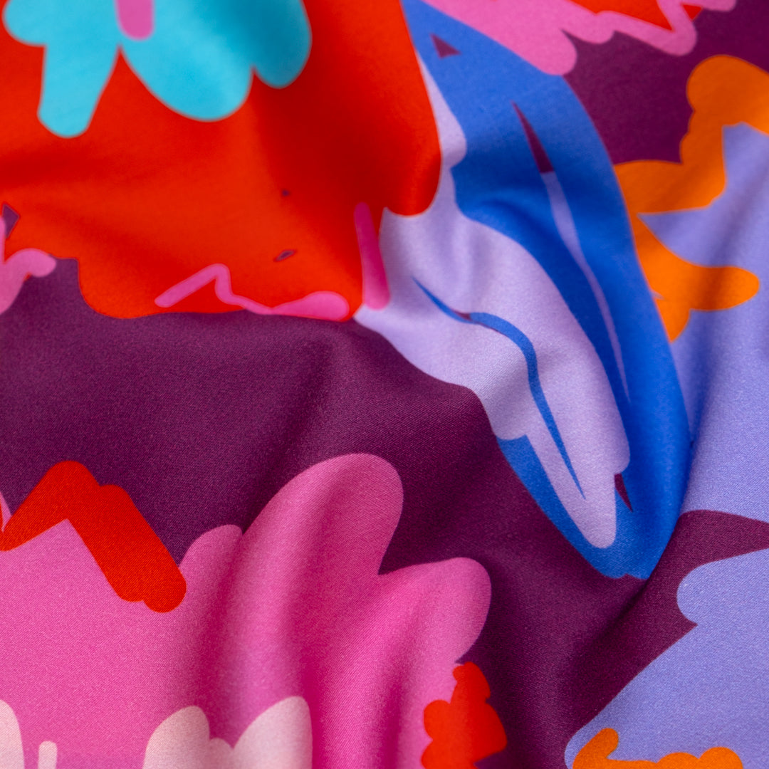 Ellie Whittaker - Posy Organic Cotton Sateen - Grape/Cobalt/Fire Red | Blackbird Fabrics