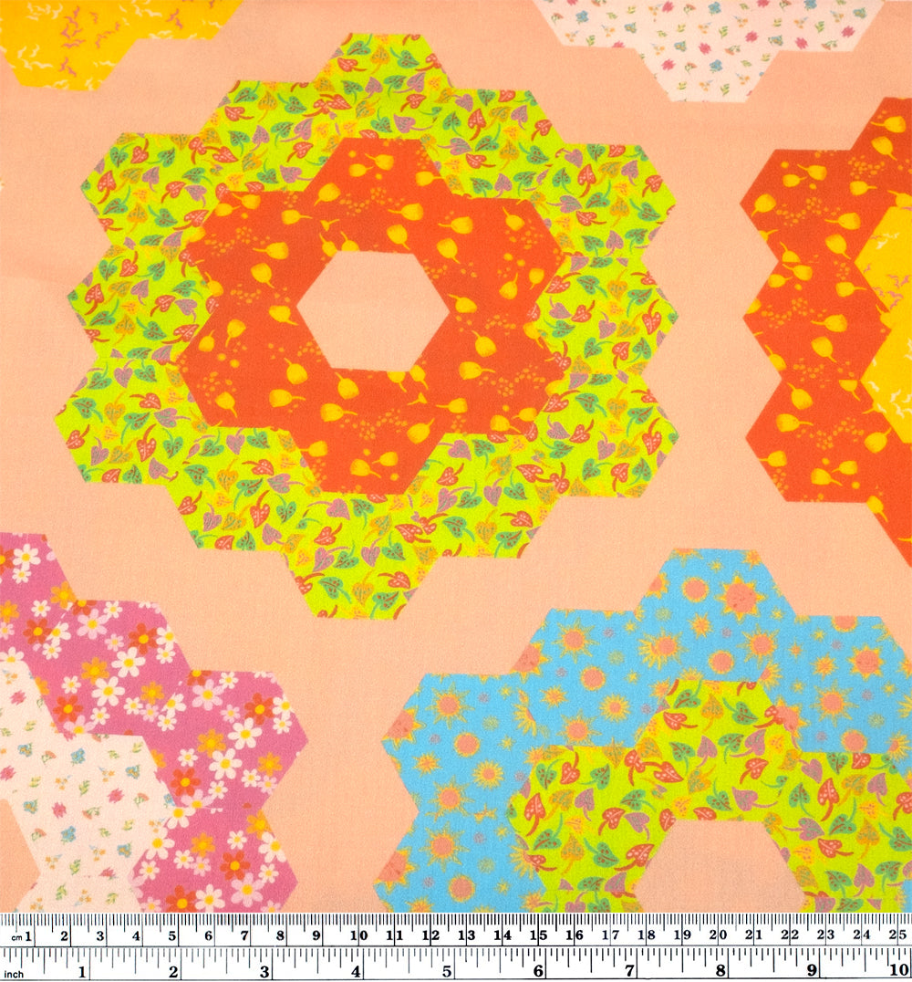 Ellie Whittaker - Quilty Organic Cotton Sateen - Peach/Lime/Aqua | Blackbird Fabrics