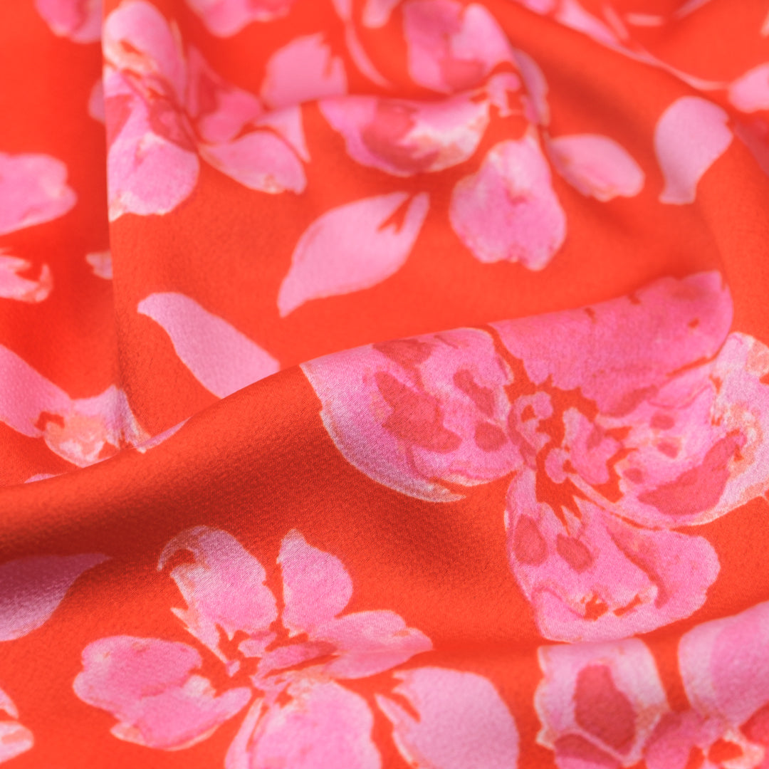 Summer Escape Poly Satin Crepe - Firecracker/Candy | Blackbird Fabrics