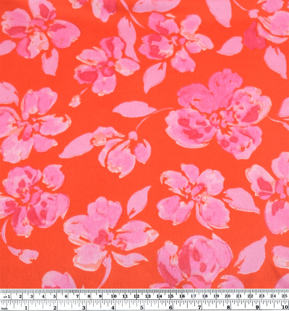 Summer Escape Poly Satin Crepe - Firecracker/Candy | Blackbird Fabrics