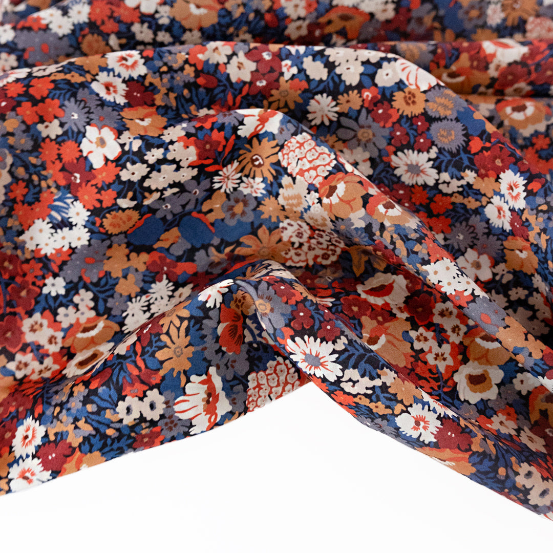 Liberty Cotton Tana Lawn™ - Thorpe - Orange/Denim | Blackbird Fabrics