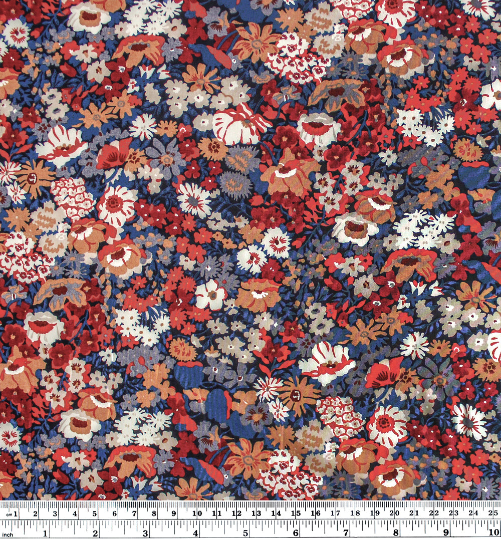 Liberty Cotton Tana Lawn™ - Thorpe - Orange/Denim | Blackbird Fabrics