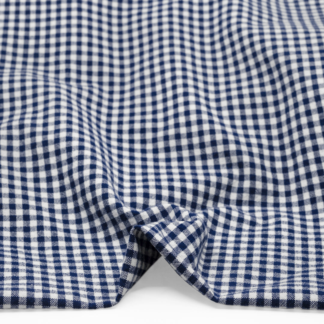 Mini Gingham Rustic Organic Cotton - Navy | Blackbird Fabrics