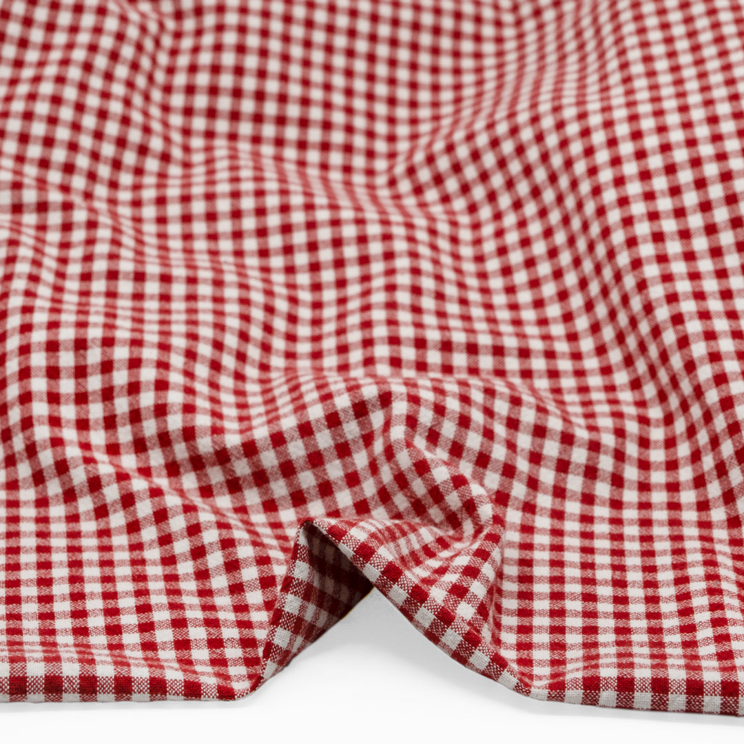 Mini Gingham Rustic Organic Cotton - Classic Red | Blackbird Fabrics