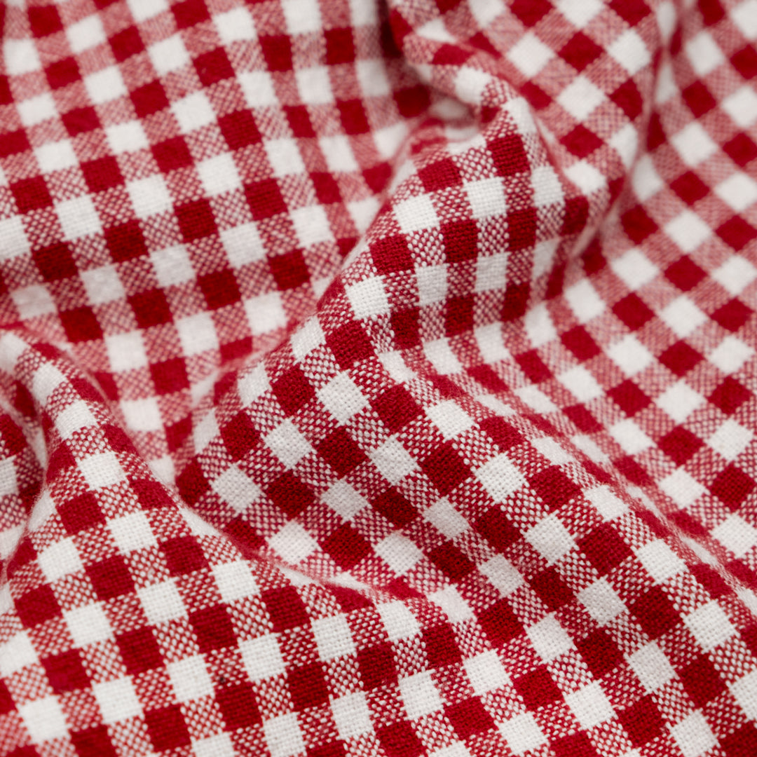 Mini Gingham Rustic Organic Cotton - Classic Red | Blackbird Fabrics