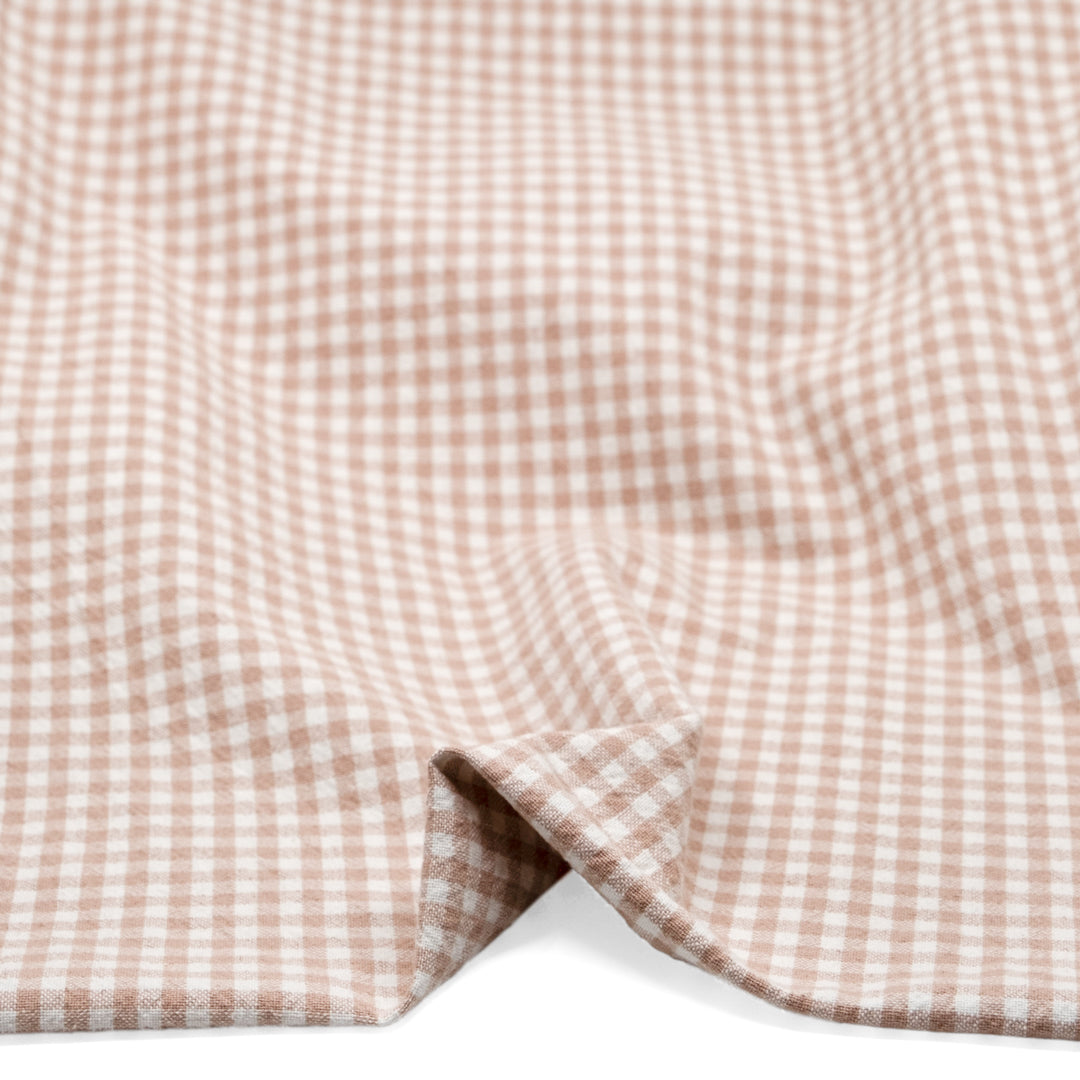 Mini Gingham Rustic Organic Cotton - Blush | Blackbird Fabrics