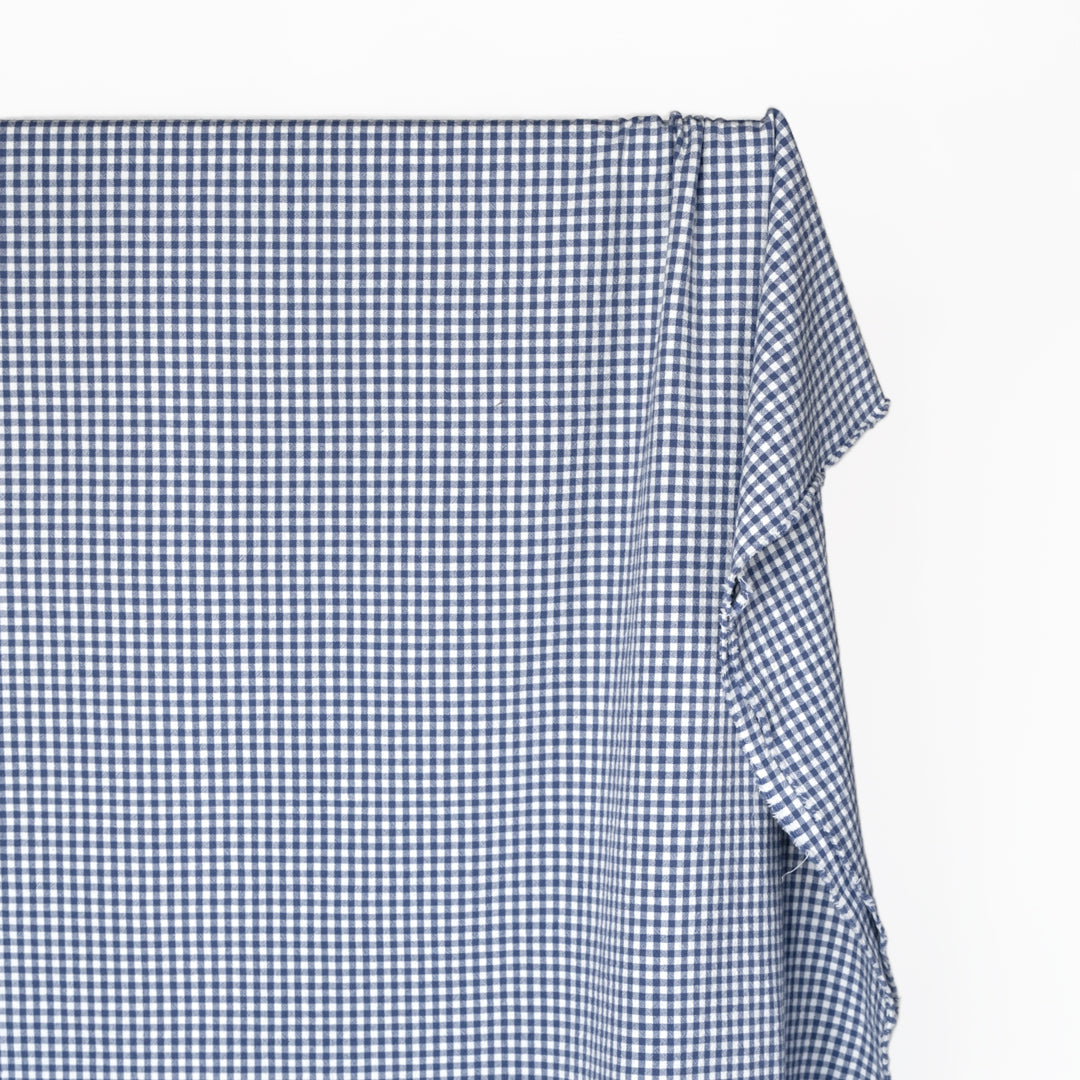 Mini Gingham Rustic Organic Cotton - Denim | Blackbird Fabrics