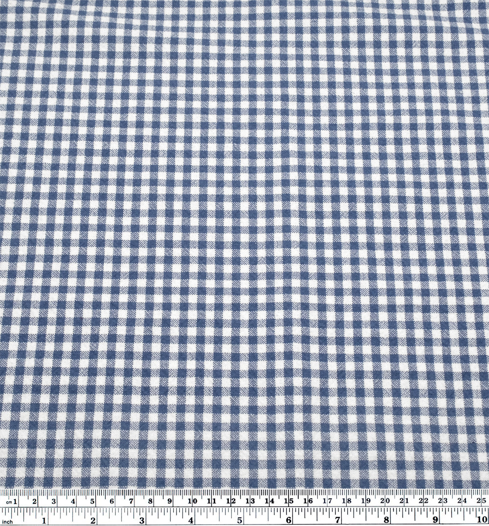 Mini Gingham Rustic Organic Cotton - Denim | Blackbird Fabrics