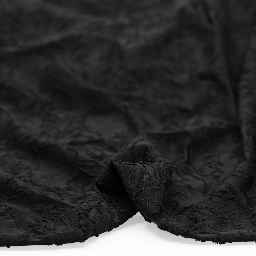 Mystic Flocked Mesh Tricot - Black | Blackbird Fabrics