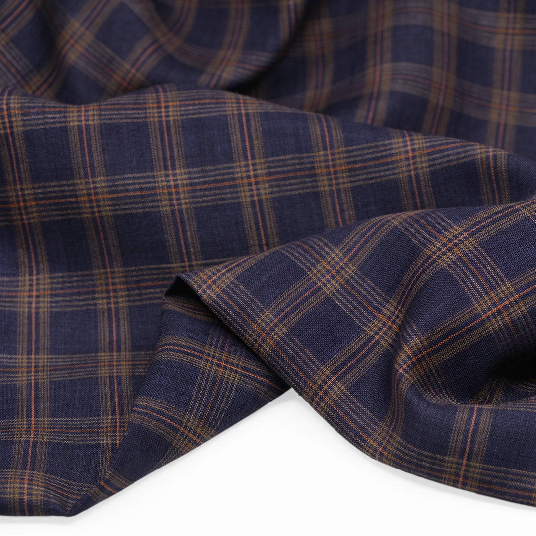 Fireside Plaid Yarn Dyed Linen - Midnight Blue | Blackbird Fabrics