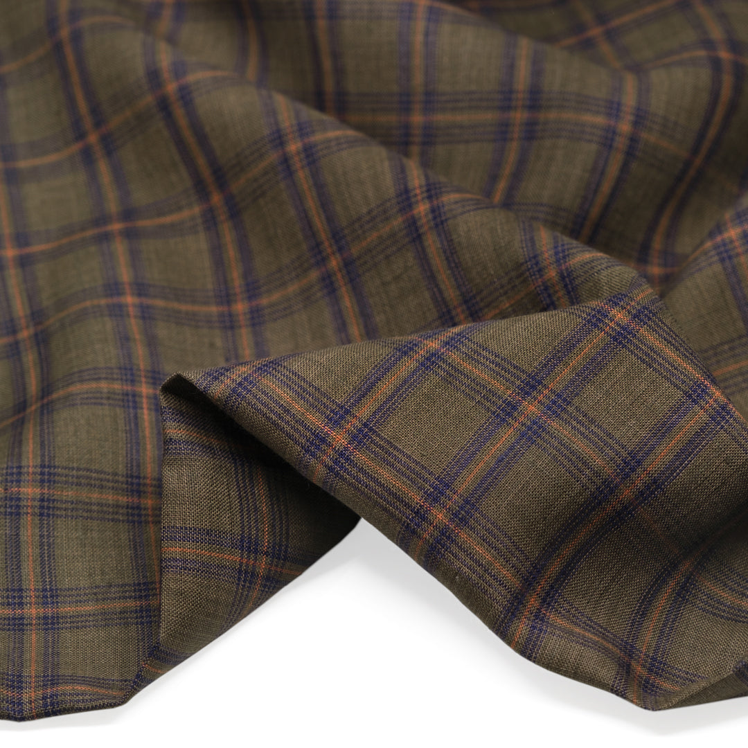 Fireside Plaid Yarn Dyed Linen - Moss | Blackbird Fabrics