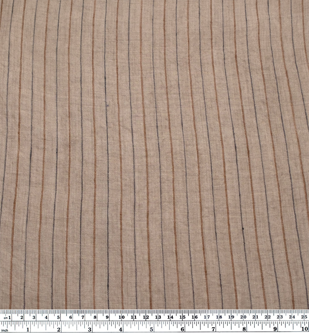 Striped Stonewashed Linen - Pebble | Blackbird Fabrics