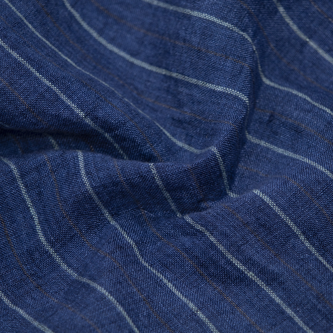 Striped Stonewashed Linen - Blueberry | Blackbird Fabrics