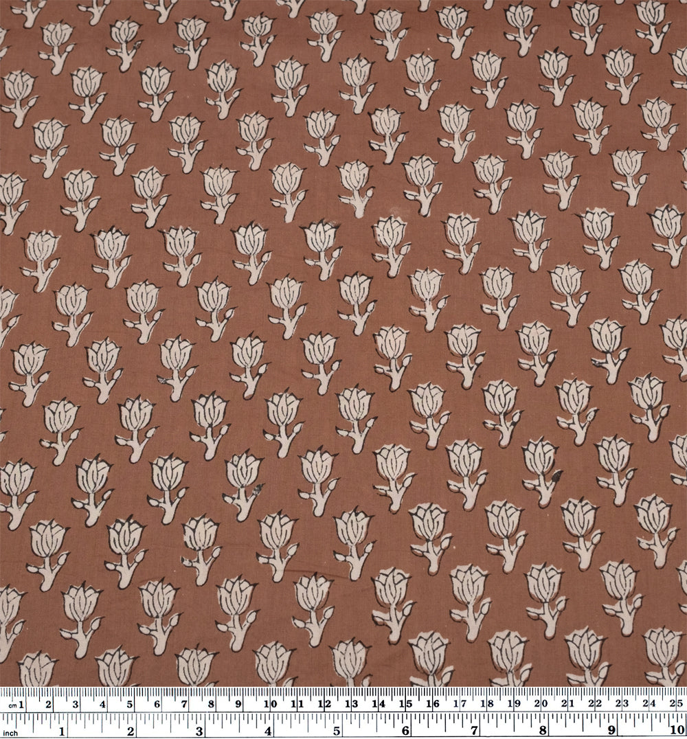 Bloom Block Printed Organic Cotton Batiste - Cappuccino/Fawn | Blackbird Fabrics