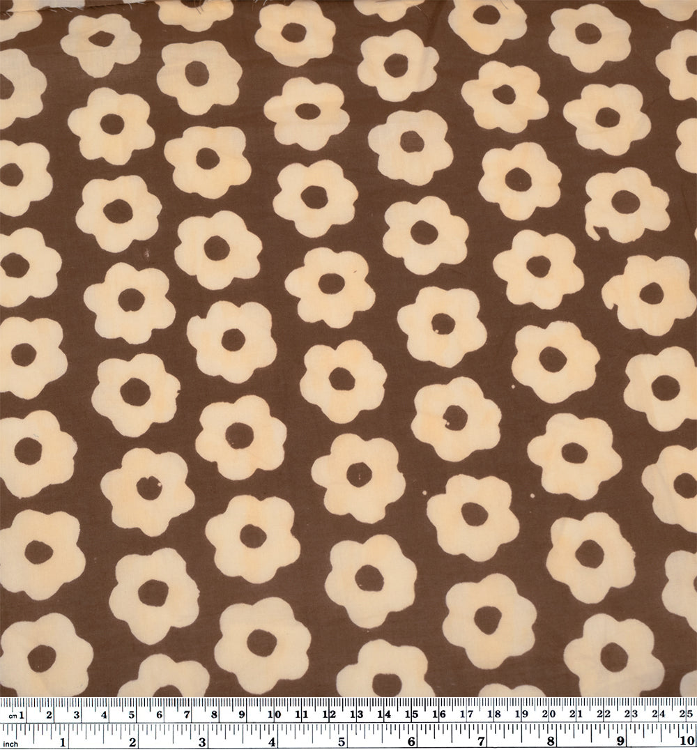 Bloom Block Printed Organic Cotton Batiste - Oak/Shortbread | Blackbird Fabrics