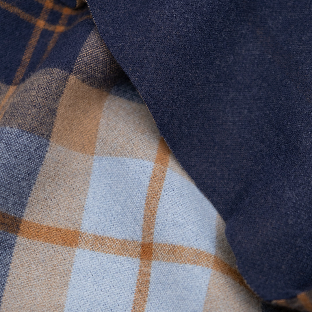 Plaid Brushed Double Faced Coating - Midnight Blue | Blackbird Fabrics