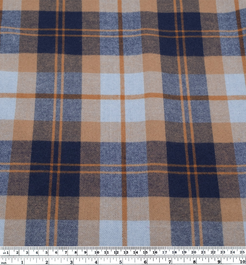 Plaid Brushed Double Faced Coating - Midnight Blue | Blackbird Fabrics