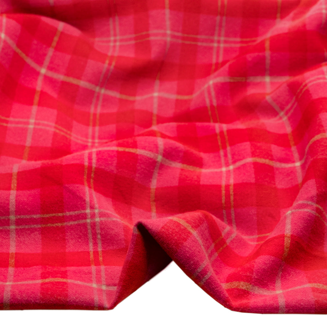 Plaid Brushed Double Faced Coating - Electric Pink | Blackbird Fabrics