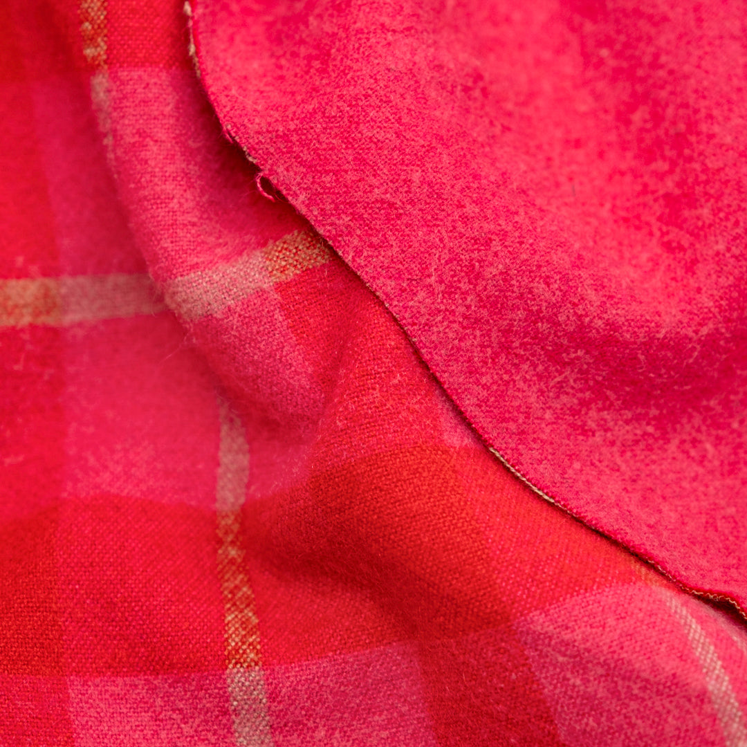 Plaid Brushed Double Faced Coating - Electric Pink | Blackbird Fabrics