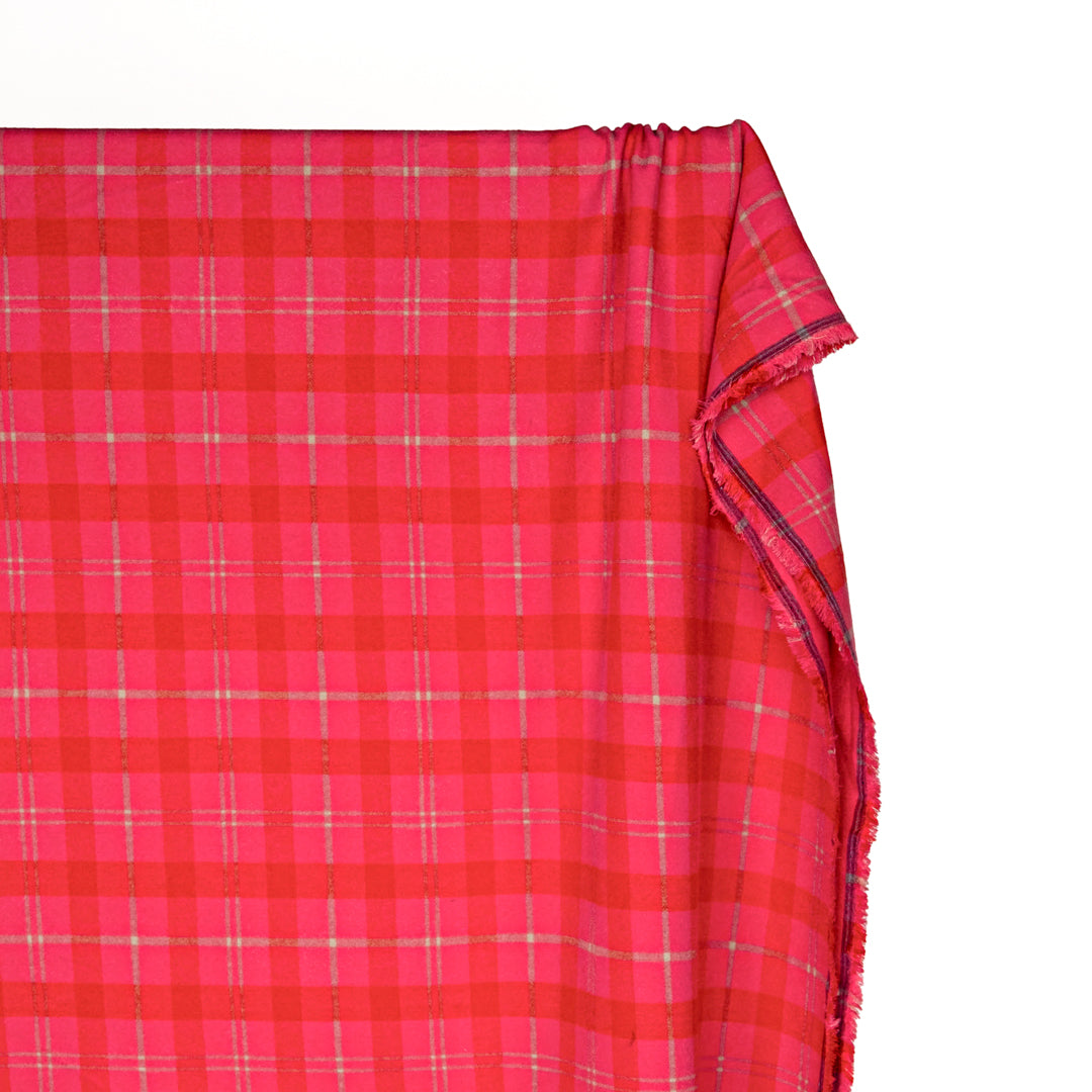 Plaid Brushed Double Faced Coating - Electric Pink | Blackbird Fabrics