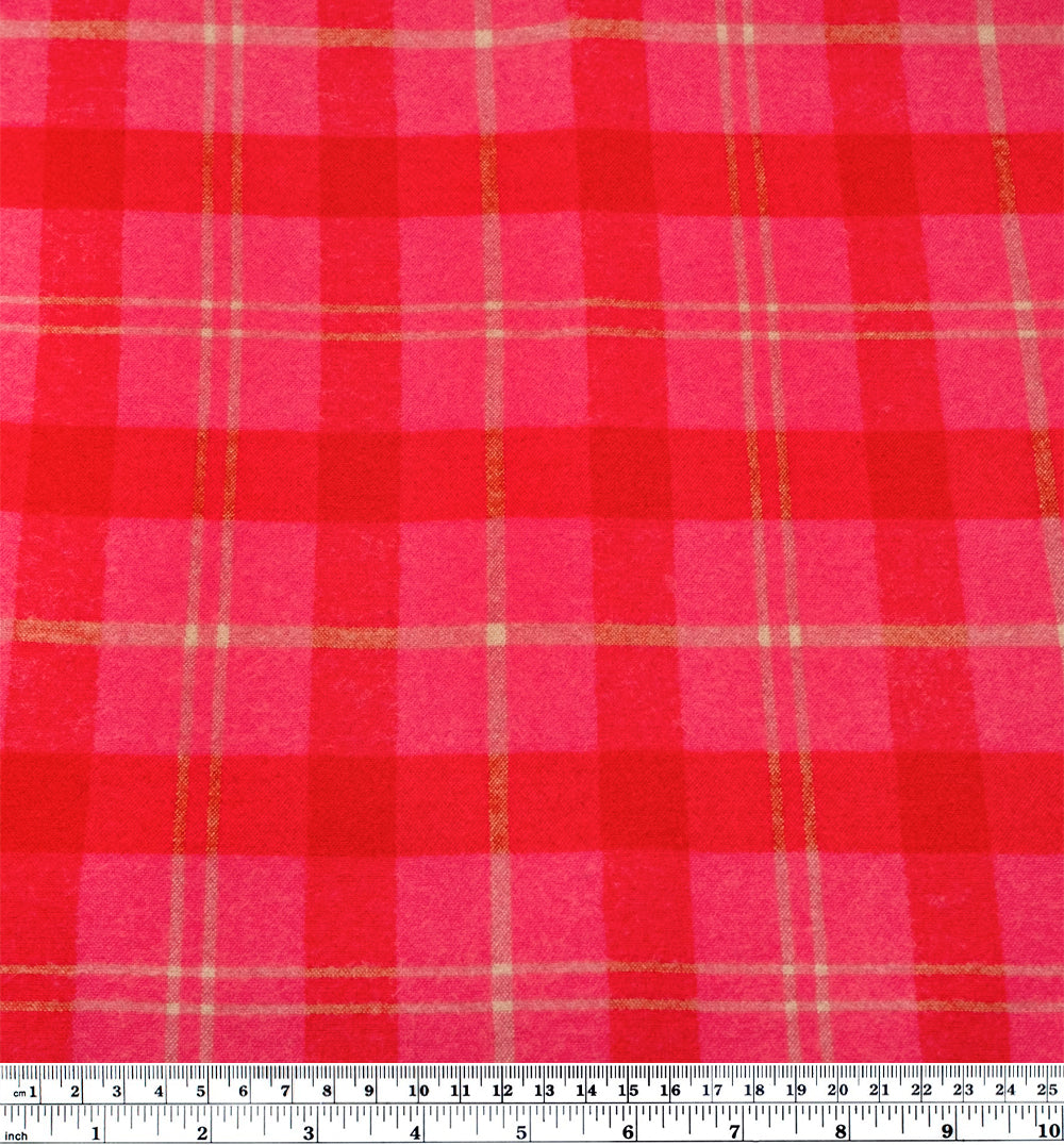 Plaid Brushed Double Faced Coating - Electric Pink | Blackbird Fabrics