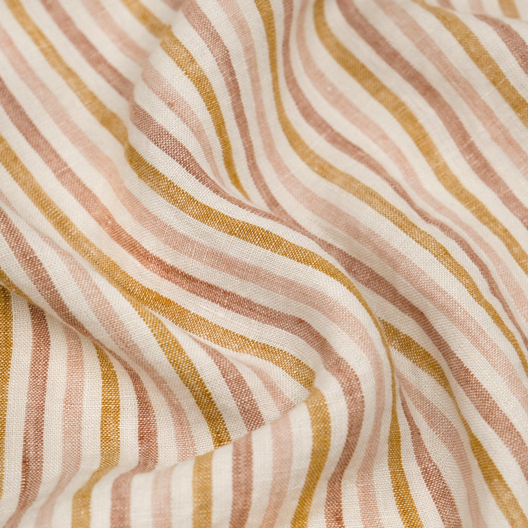 Multi Stripe Soft Washed Linen - Sea Shell
