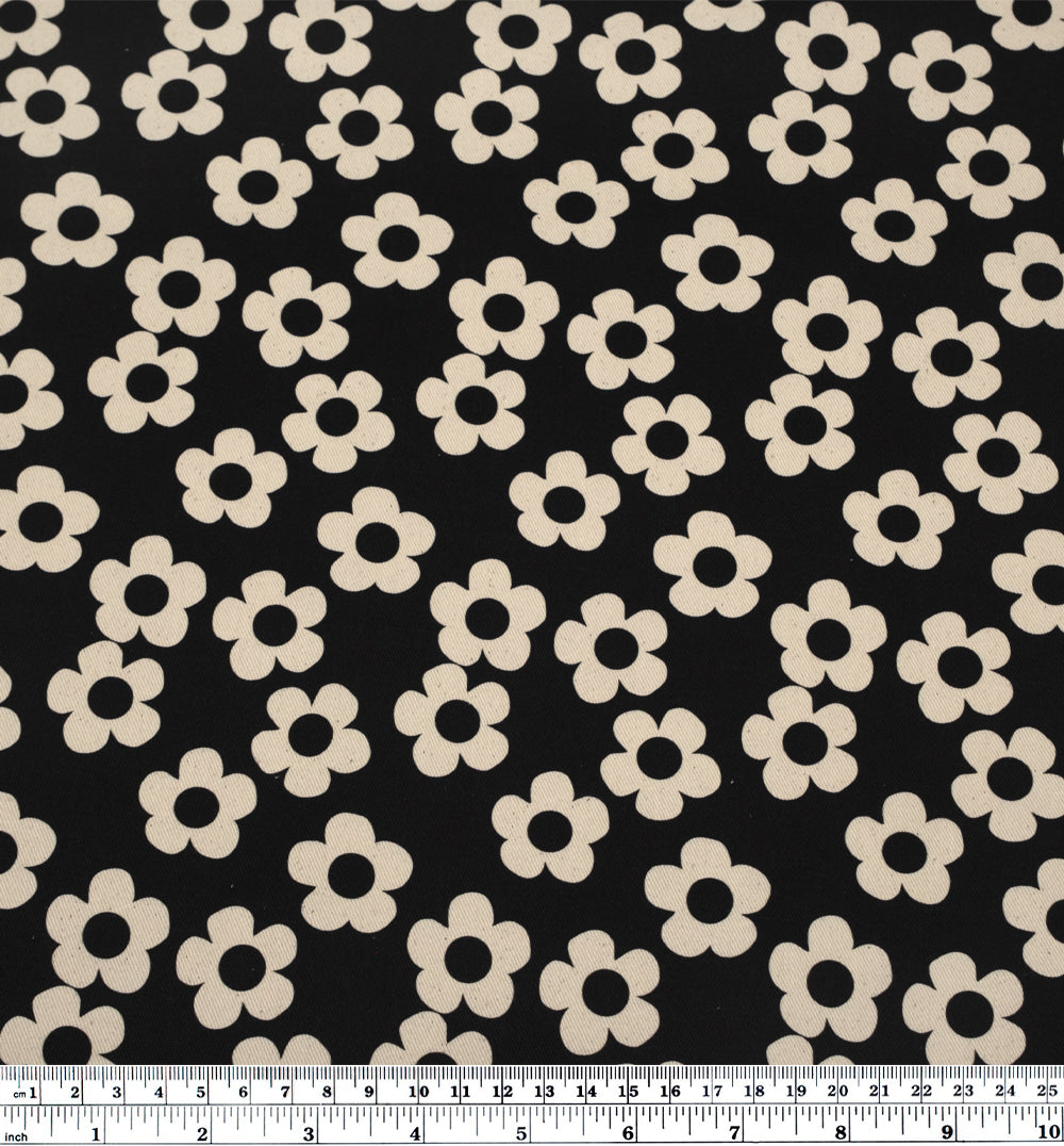 Buttercup Printed Cotton Twill - Black | Blackbird Fabrics