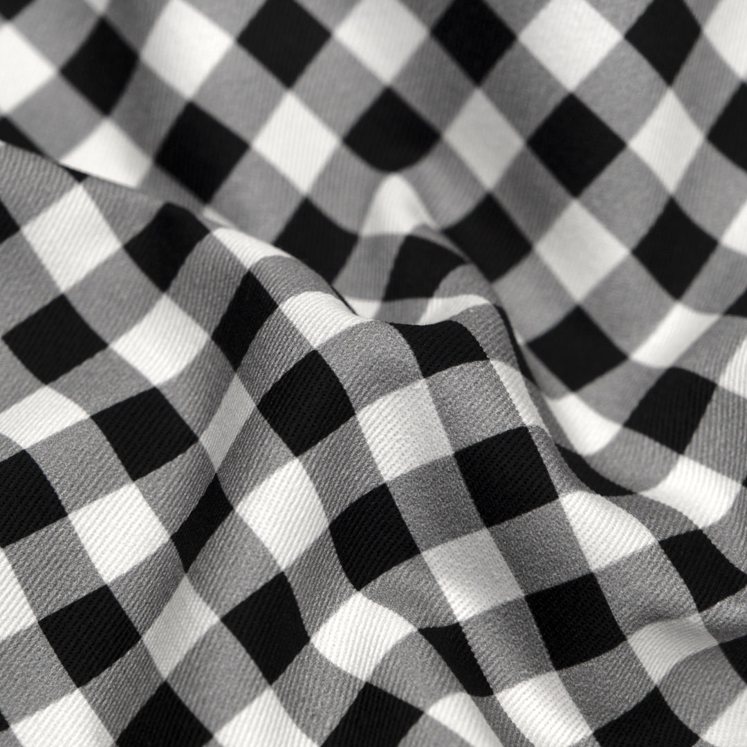 Gingham Printed Cotton Twill - Black | Blackbird Fabrics