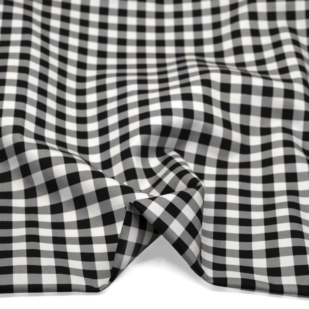 Gingham Printed Cotton Twill - Black | Blackbird Fabrics