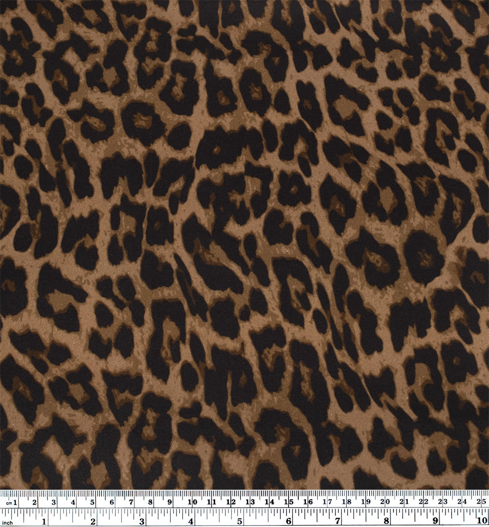 Cool Cat Printed Cotton Twill - Chocolate | Blackbird Fabrics