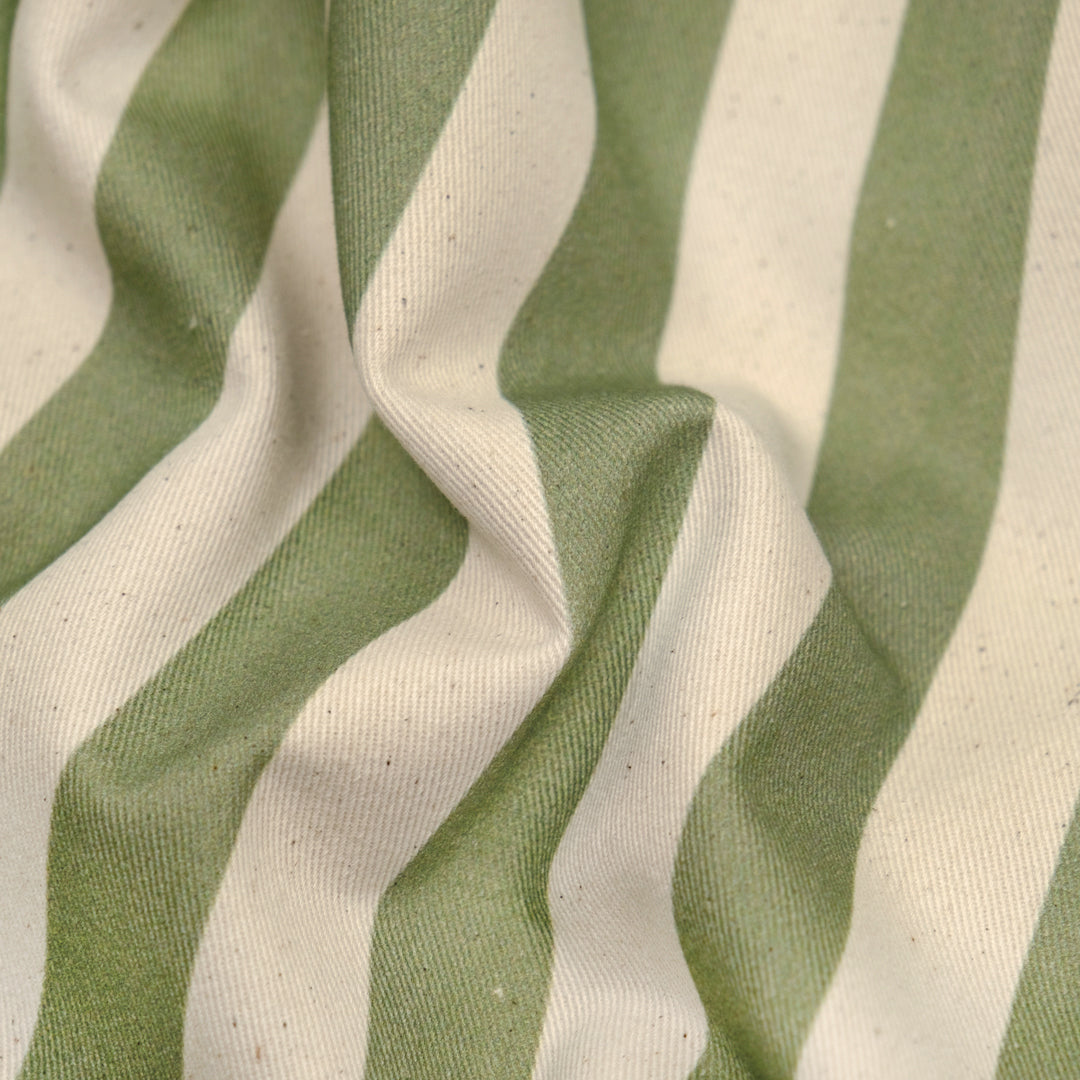 Vacation Stripe Printed Cotton Twill - Daiquiri/Natural | Blackbird Fabrics