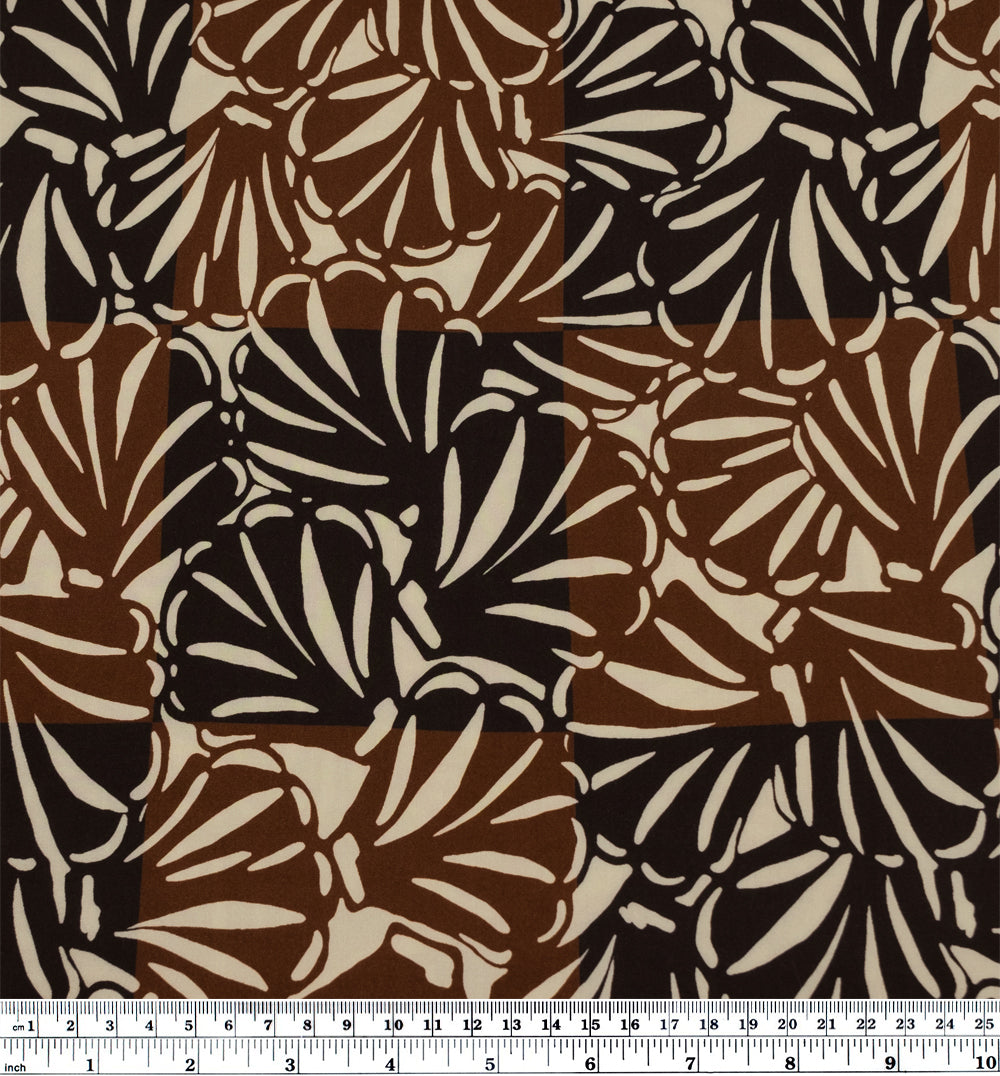 Beachside Printed Viscose Challis - Chocolate/Black | Blackbird Fabrics