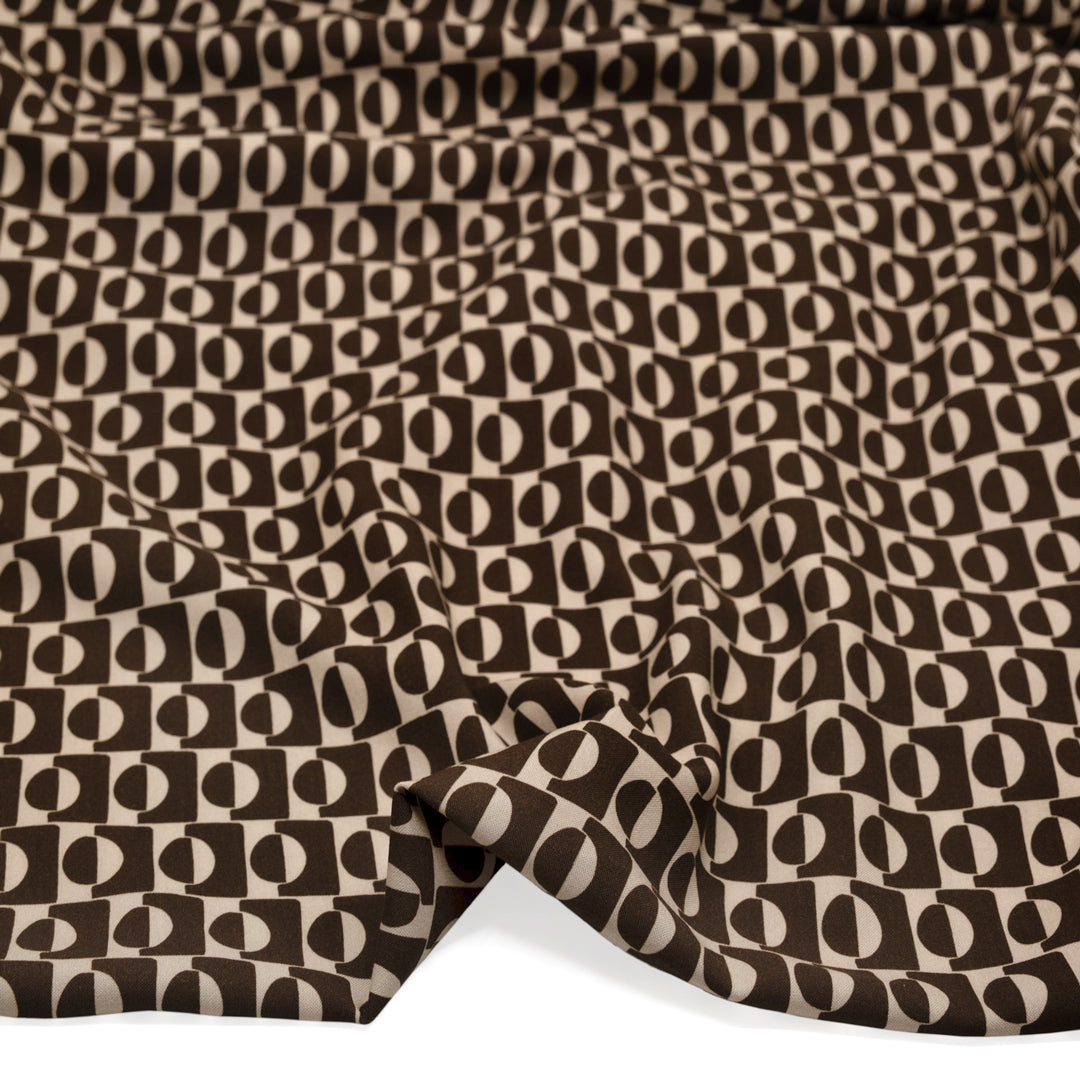 Flip Side Printed Viscose Challis - Espresso/Cream | Blackbird Fabrics