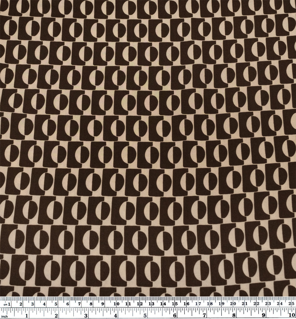 Flip Side Printed Viscose Challis - Espresso/Cream | Blackbird Fabrics