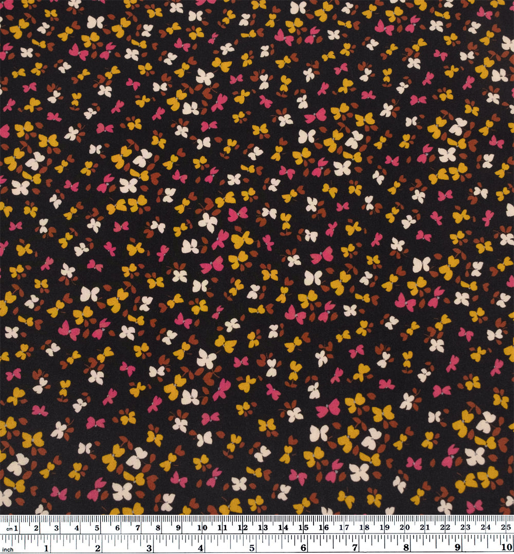 Flutter Printed Viscose Challis - Black | Blackbird Fabrics