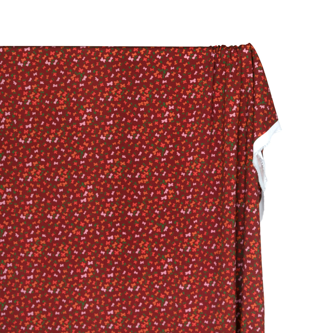 Flutter Printed Viscose Challis - Cranberry | Blackbird Fabrics