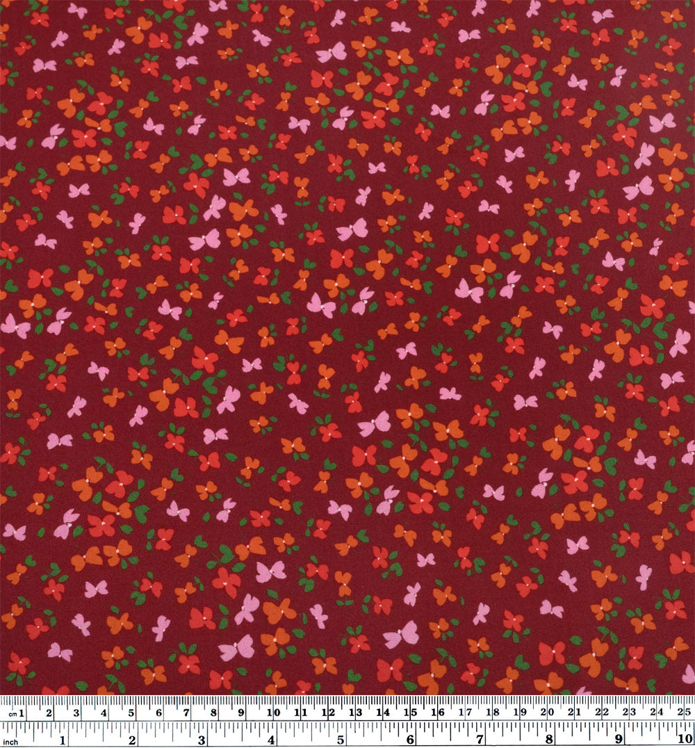 Flutter Printed Viscose Challis - Cranberry | Blackbird Fabrics