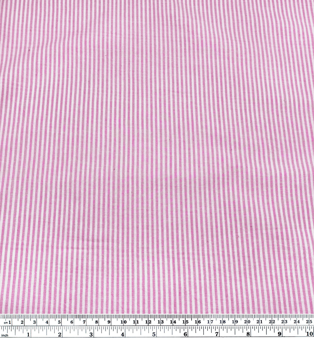 Striped Lightweight Handwoven Cotton - Dahlia/White | Blackbird Fabrics